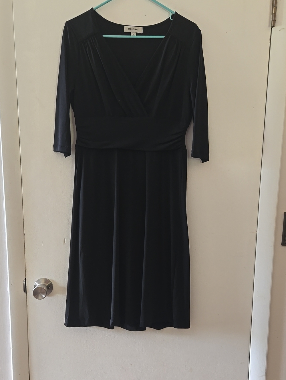 Merona Black Long-Sleeve Wrap-Style Midi Dress